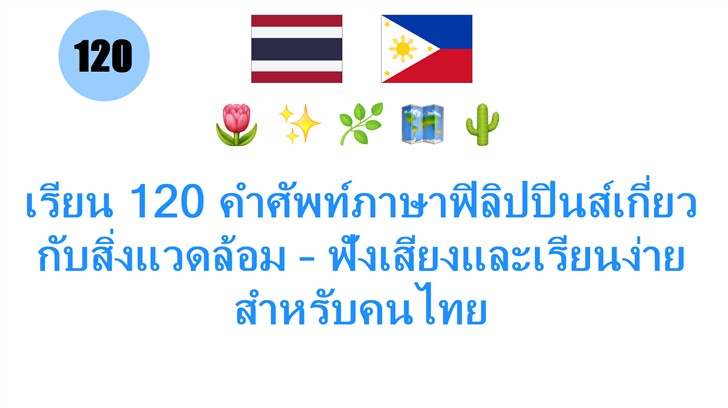 เรียน 120 คำศัพท์ภาษาฟิลิปปินส์เกี่ยวกับสิ่งแวดล้อม – ฟังเสียงและเรียนง่ายสำหรับคนไทย